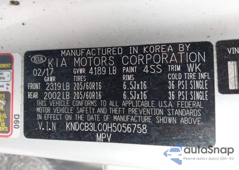 2017 Kia Niro Lx из США, поврежденный, VIN KNDCB3LC0H5056758